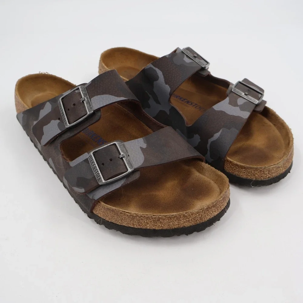 Birkenstock Arizona Sandal Mens 45 Camouflage Brown Soft Footbed Slide Buckle